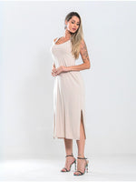Vestido Midi Regata com Ajuste nas Costas Feminino