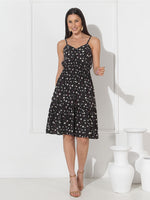 Vestido Midi Floral com Bojo e Alça Ajustável Feminino