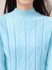 Suéter Feminino Gola Alta de Malha Canelada Manga Longa Elegante