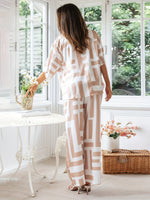 Conjunto Feminino 2 Peças Camisa Estampada e Calça Pantalona
