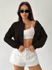 Jaqueta Feminina Cropped com Gola Estilo Bomber Casual
