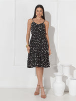 Vestido Midi Floral com Bojo e Alça Ajustável Feminino