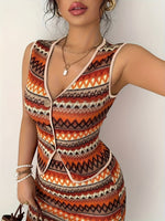 Conjunto Feminino 2 Peças Estampado Boho com Saia Justa