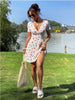 Vestido Curto Evasê Feminino com Estampa de Cereja