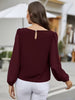 Blusa Feminina Manga Longa Elegante Gola Redonda