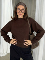 Suéter Feminino de Malha Manga Longa Casual Inverno Elegante