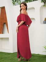 Vestido Longo Ombros de Fora com Fenda Elegante