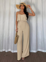 Macacão Feminino Elegante de Perna Larga com Cintura Marcada