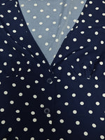 Vestido Longo Poá com Decote V Elegante e Caimento Fluido