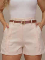 Short Alfaiataria Feminino Cintura Alta com Cinto