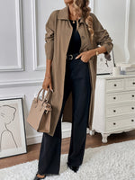 Trench Coat Feminino Longo Elegante com Botões