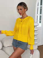 Suéter Feminino de Malha Texturizada Manga Longa Elegante