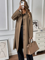 Trench Coat Feminino Longo Elegante com Botões