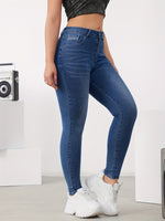 Calça Jeans Skinny Feminina Cintura Alta Alta Elasticidade