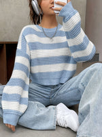 Suéter Feminino Tricot Listrado Manga Longa