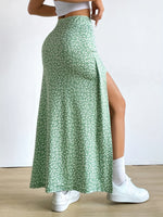 Saia Longa Floral Feminina com Fenda Lateral