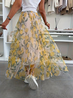 Saia Longa Floral Feminina Cintura Alta Evasê