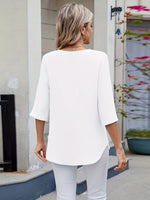 Blusa Feminina Chiffon Manga 3/4 Soltinha Elegante