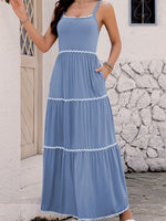 Vestido Feminino Elegante de Verão com Bolsos Laterais