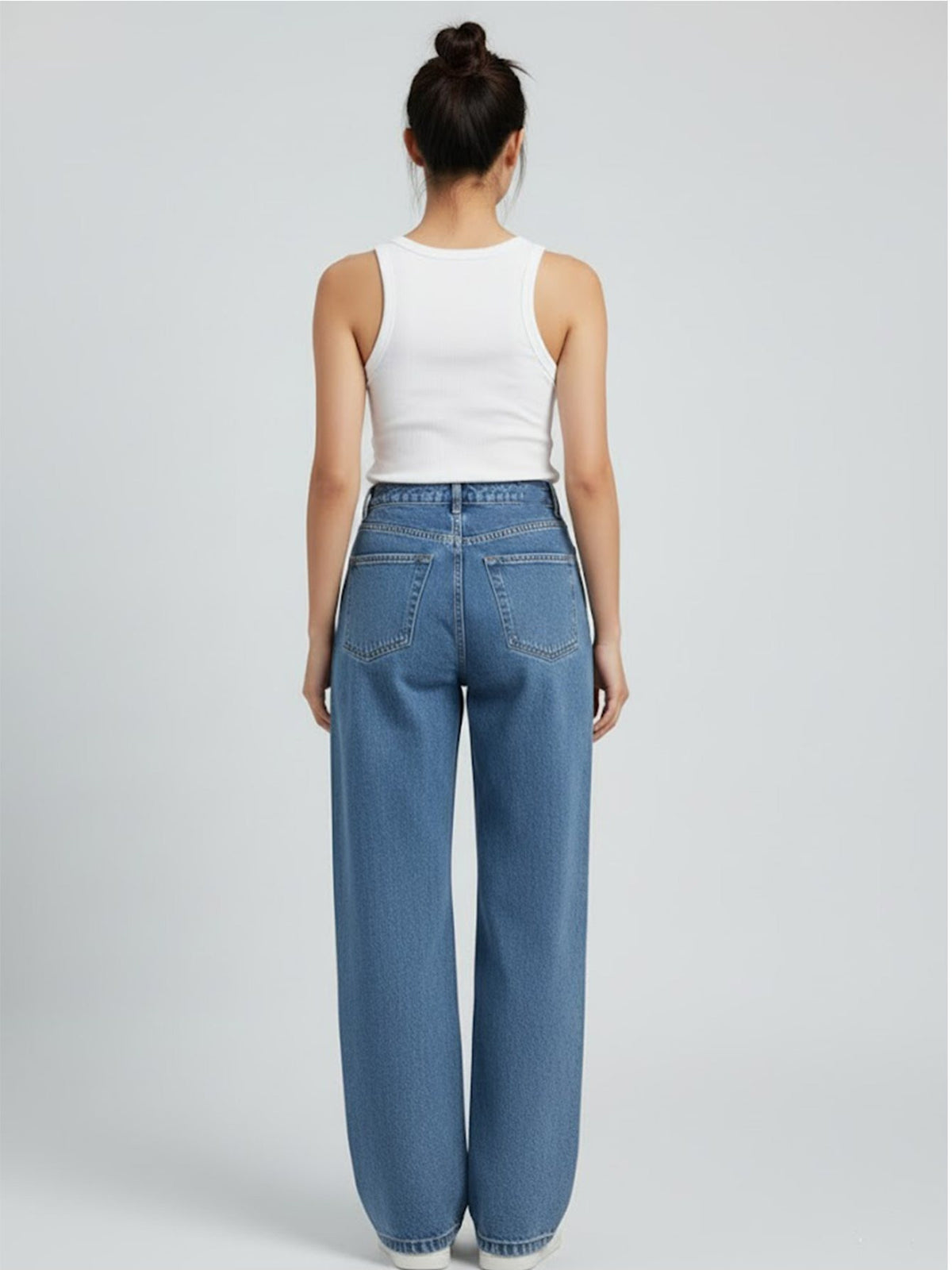 Calça Jeans Feminina Pantalona Cintura Alta