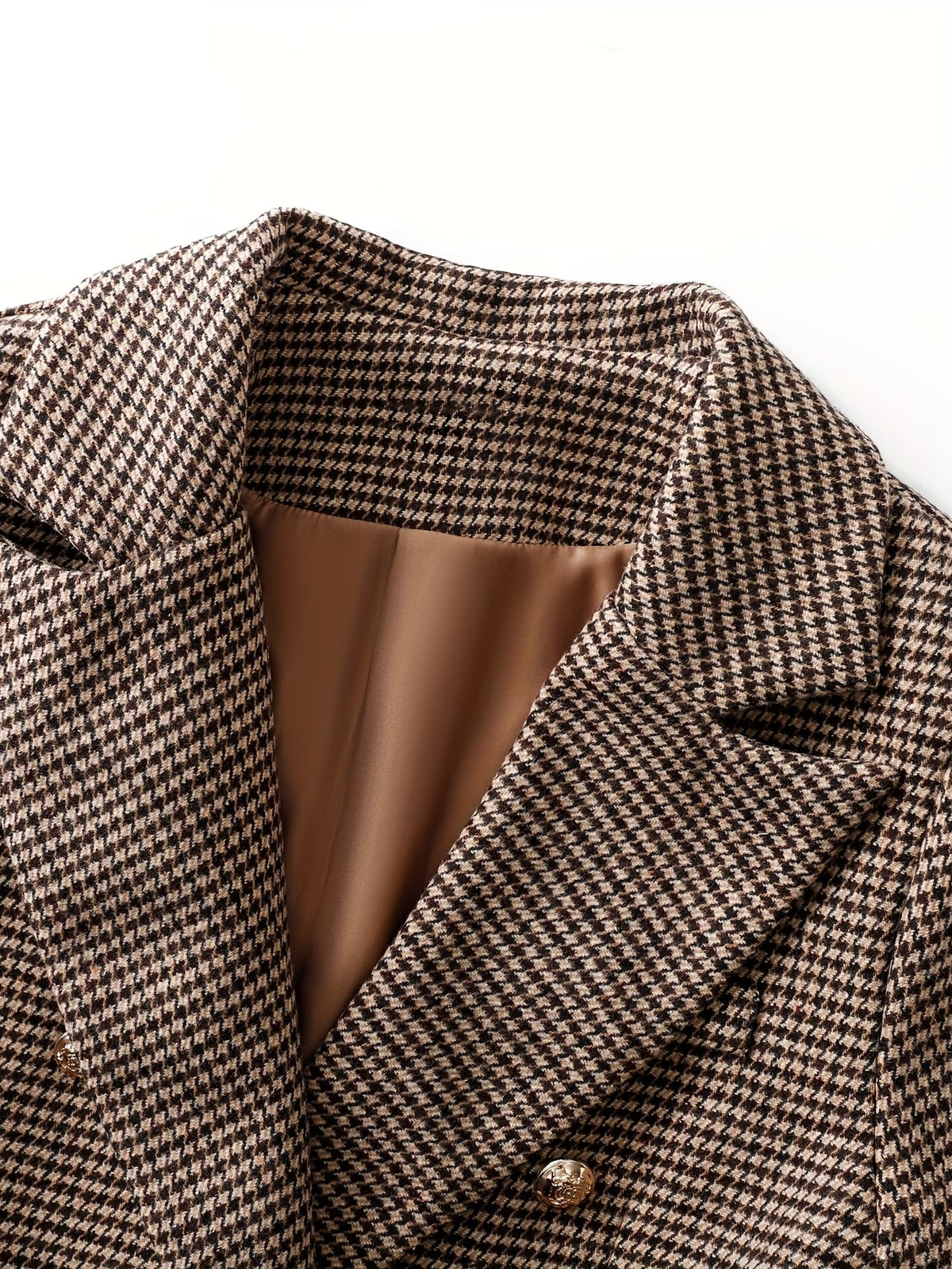 Blazer Feminino Xadrez com Abotoadura Dupla Elegante