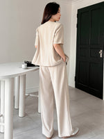 Conjunto Feminino 2 Peças Alfaiataria com Blusa e Calça Pantalona