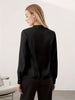 Blusa Feminina de Cetim Manga Longa Decote V Elegante