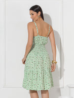 Vestido Midi Floral com Bojo e Alça Ajustável Feminino