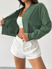 Jaqueta Feminina Cropped com Gola Estilo Bomber Casual