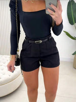 Short Feminino Alfaiataria com Cinto Cintura Alta