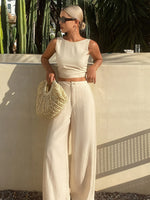 Conjunto Feminino 2 Peças Cropped e Calça Pantalona