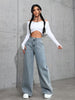 Calça Jeans Feminina Cintura Alta Corte Reto Elegante