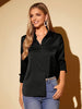 Camisa Feminina Cetim Manga Longa Social Elegante