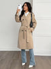 Casaco Trench Feminino Longo Dupla Abotoadura Elegante Inverno
