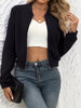 Jaqueta Bomber Feminina Cropped com Zíper e Gola Alta