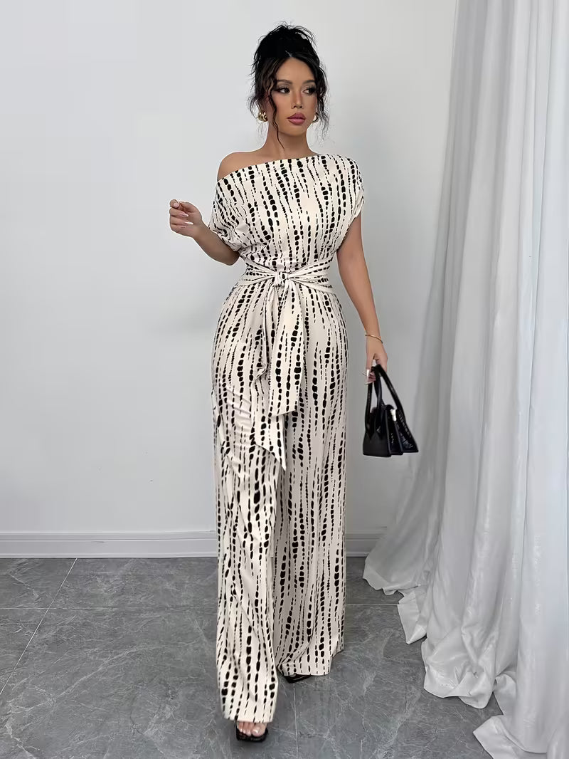 Macacão Feminino Pantalona de Perna Larga com Amarração Elegante