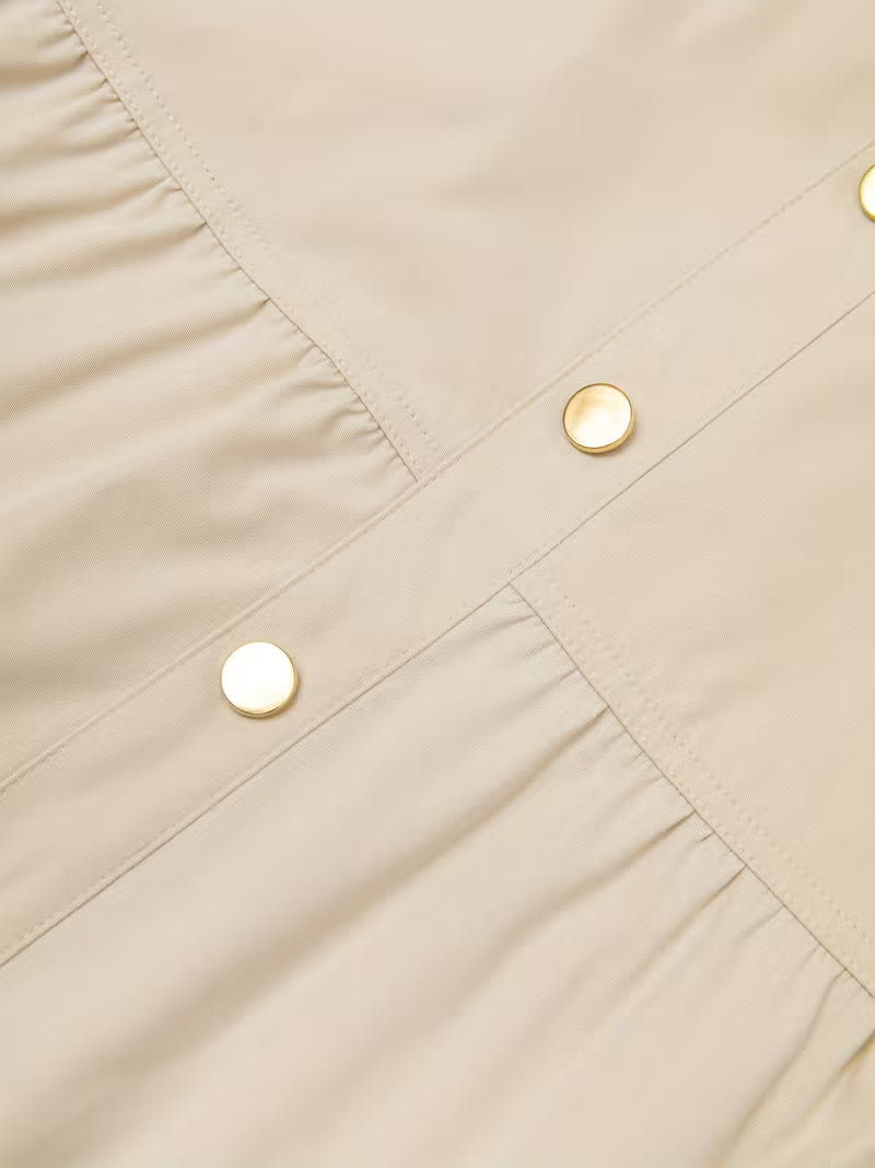 Saia Midi Feminina Evasê com Botões Frontais