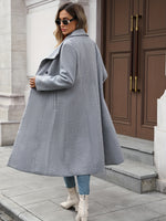 Casaco Feminino Longo de Abotoamento Duplo para Inverno