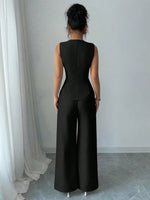 Conjunto Feminino 2 Peças Colete Acinturado e Calça Pantalona