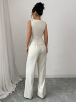 Conjunto Feminino 2 Peças Colete e Calça Pantalona Elegante