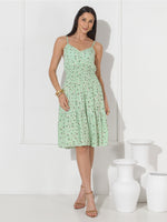 Vestido Midi Floral com Bojo e Alça Ajustável Feminino