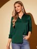 Camisa Feminina Cetim Manga Longa Social Elegante