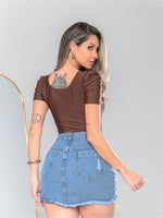 Body Feminino Manga Princesa com Decote Quadrado em Suplex