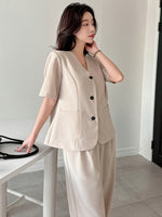 Conjunto Feminino 2 Peças Alfaiataria com Blusa e Calça Pantalona