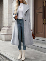 Casaco Feminino Longo de Abotoamento Duplo para Inverno