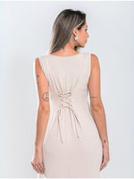 Vestido Midi Regata com Ajuste nas Costas Feminino