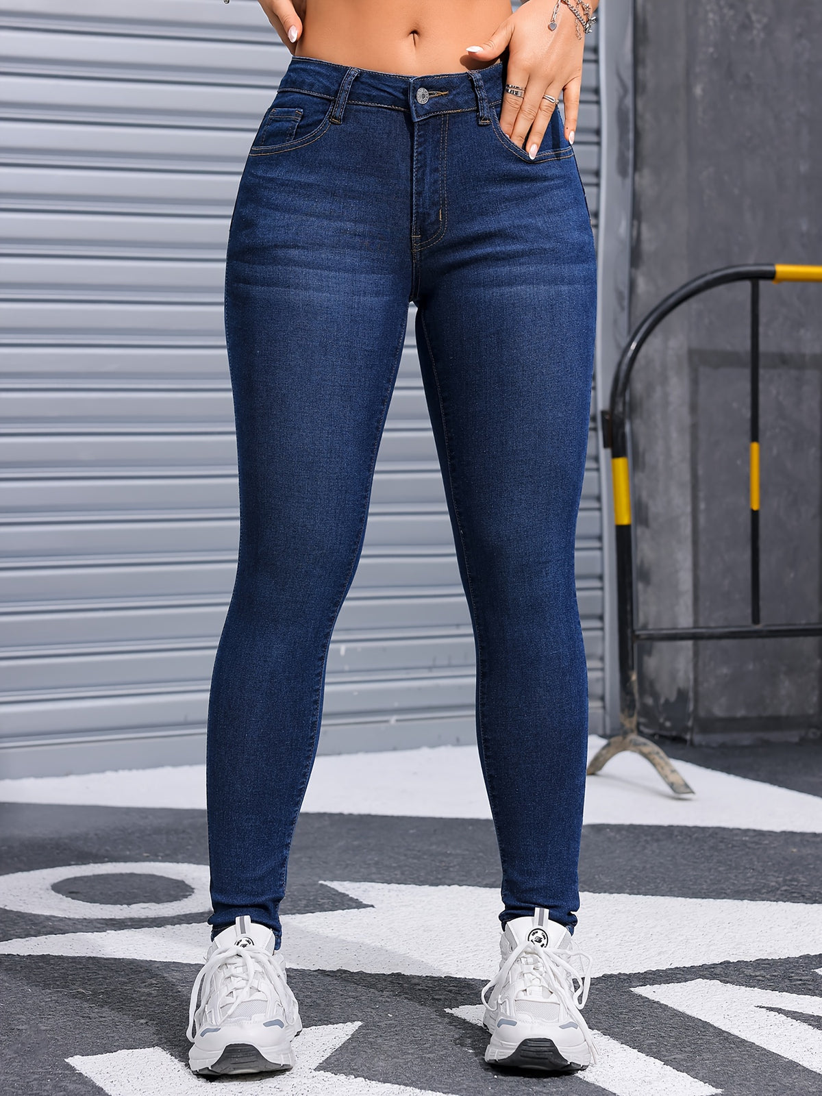 Calça Jeans Feminina Skinny Cintura Alta com Elasticidade