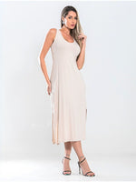 Vestido Midi Regata com Ajuste nas Costas Feminino