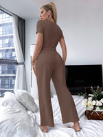 Conjunto Feminino 2 Peças Manga Curta e Calça com Cordão