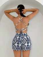 Conjunto Feminino 2 Peças Cropped e Short Estampado